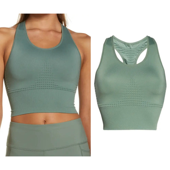 NEW Sweaty Betty Stamina Longline Sports Bra in Heath Green Size Small - Picture 8 of 9